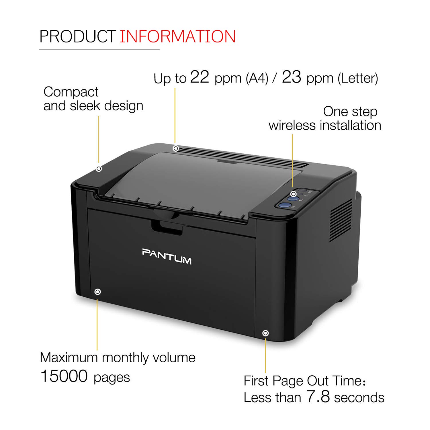  P2500W Mono Laser Single Function Printer